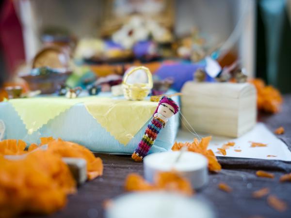 Handmade skeleton on an Altar